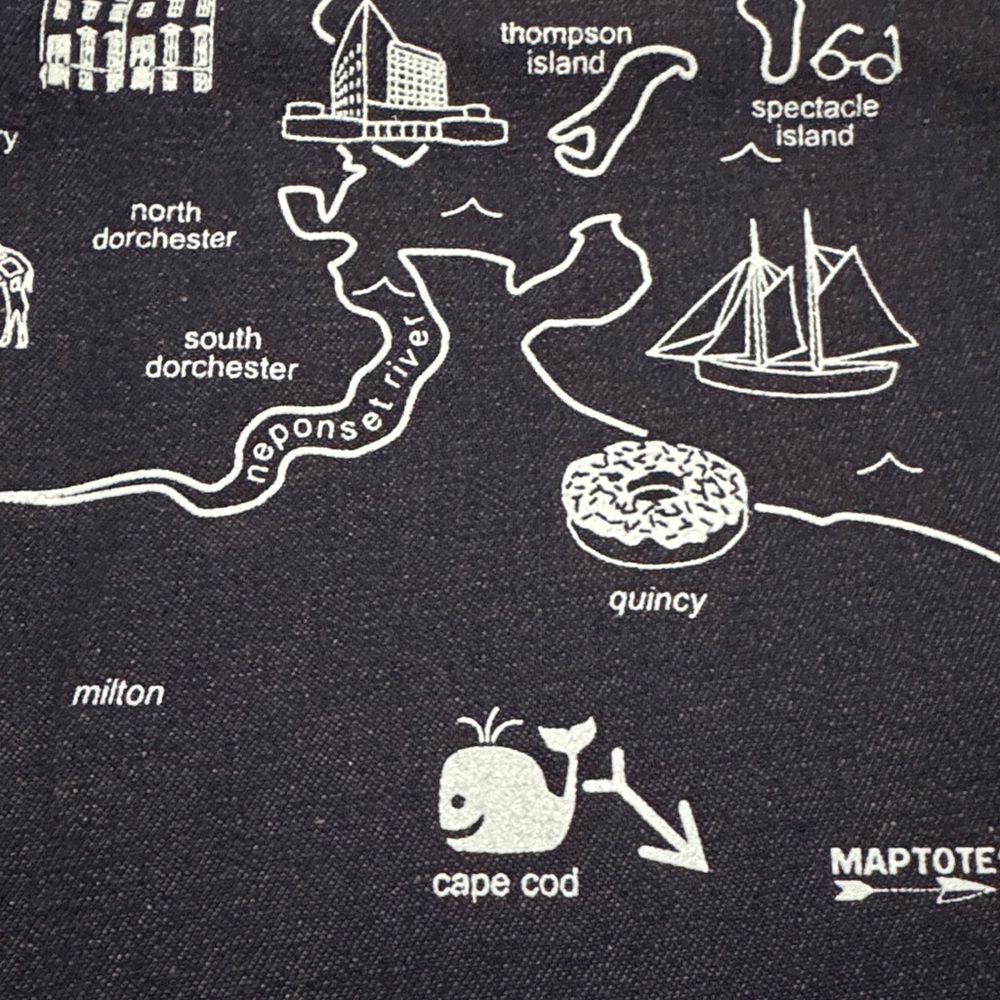 LIKE NEW Boston Tourist Souvenir Tote-Cotton-Navy-White Logo/Single Side - Picture 3 of 12